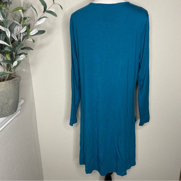 Betabrand The Sweatshirt Silk Blend Travel A Line Swing Dress Teal Size XL - Picture 5 of 8